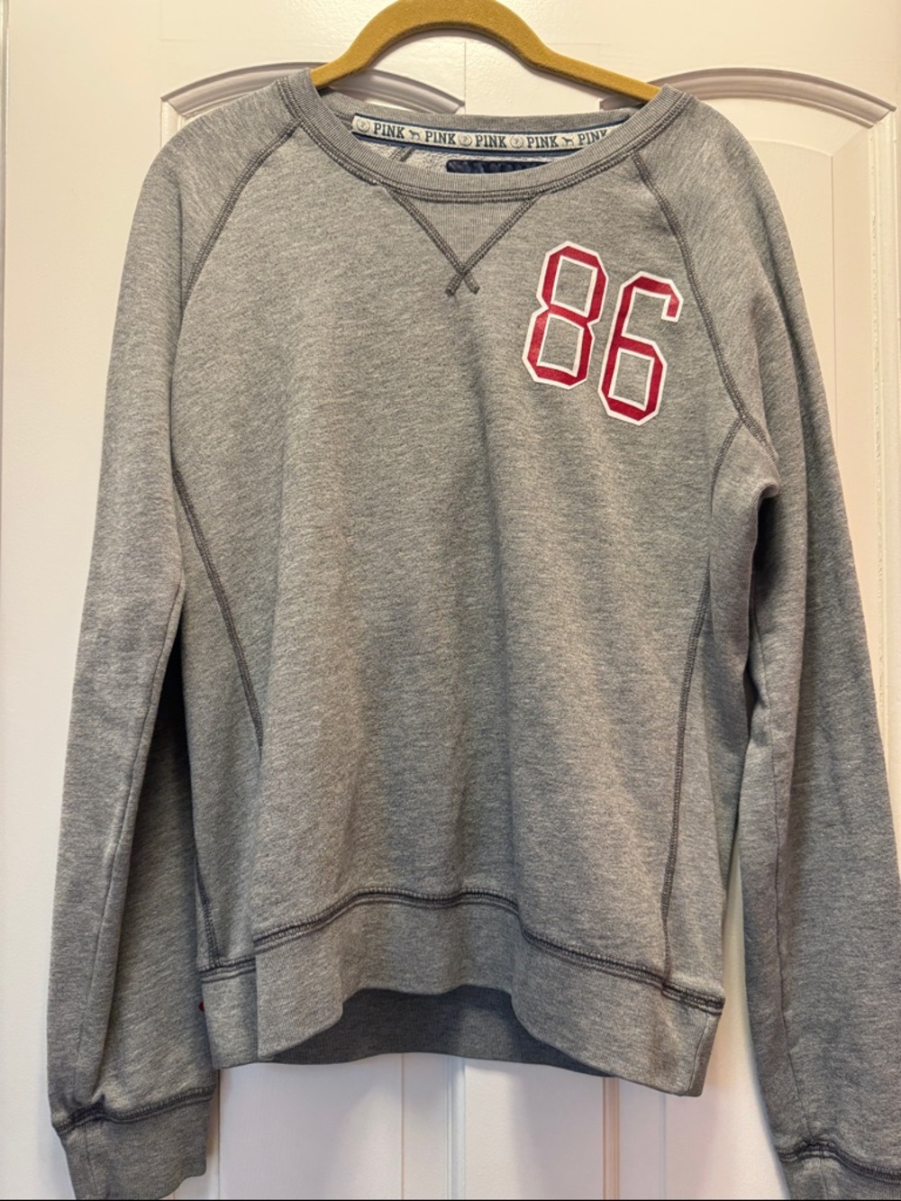 PINK Victoria's Secret Gray Sweatshirt with Pink '86' Logo